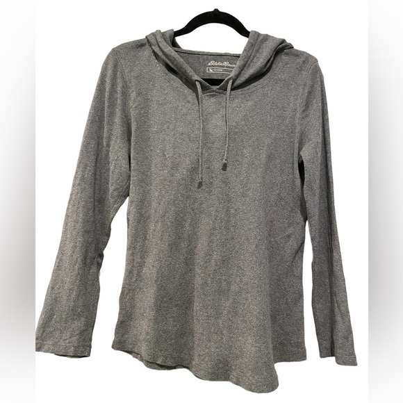 Eddie Bauer women’s Outdoor hooded gray long-sleeve pullover size Medium - Picture 1 of 7